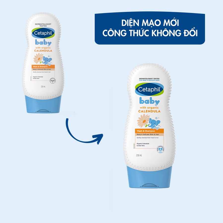 Sữa tắm gội Cetaphil cho bé - Cetaphil Baby Wash & Shampoo with Organic Calendula 400ml