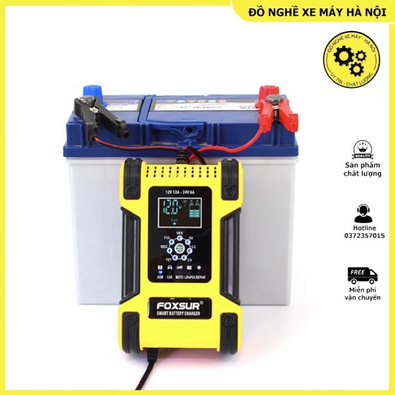 Sạc Ắc Quy Foxsur Cực Thông Minh Cao Cấp - Chính Hãng SẠC PIN với 7 Chế Độ Sạc Thông Minh Bậc Nhất Hiện Nay