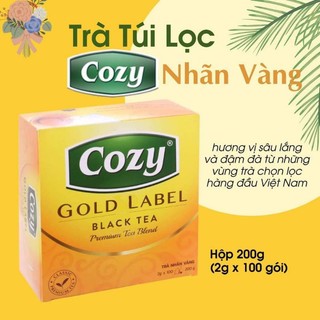 100 gói trà túi lọc Cozy nhãn vàng