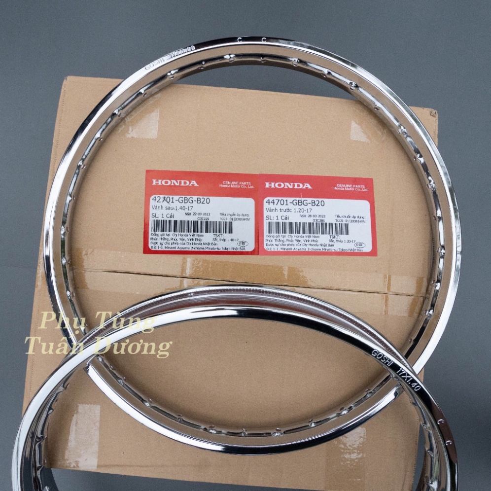 Cặp Vành Trước Sau GOSHI Chính Hãng Honda, Niềng Goshi Lắp Cho Dream Việt Dream Thái Wave Nhỏ Các Đời