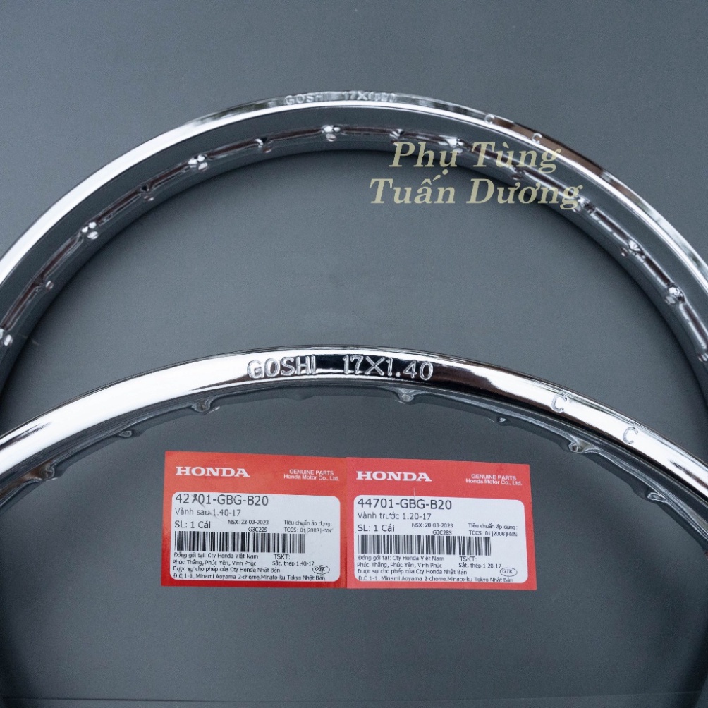 Cặp Vành Trước Sau GOSHI Chính Hãng Honda, Niềng Goshi Lắp Cho Dream Việt Dream Thái Wave Nhỏ Các Đời