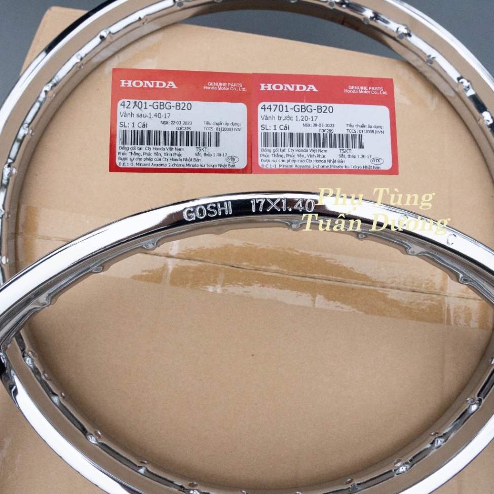 Cặp Vành Trước Sau GOSHI Chính Hãng Honda, Niềng Goshi Lắp Cho Dream Việt Dream Thái Wave Nhỏ Các Đời
