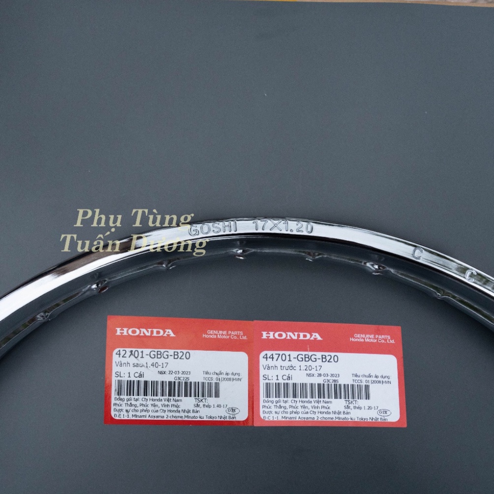 Cặp Vành Trước Sau GOSHI Chính Hãng Honda, Niềng Goshi Lắp Cho Dream Việt Dream Thái Wave Nhỏ Các Đời