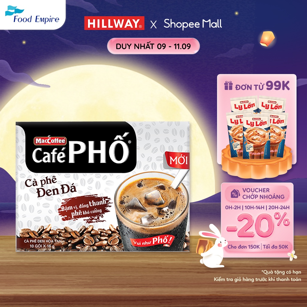Cà phê Phố Đen Đá - Maccoffee (hộp 10 gói x 16g)