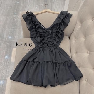 Đầm váy sát nách bèo voan cánh tiên đan dây tiểu thư ( ảnh sàn tự chụp)
