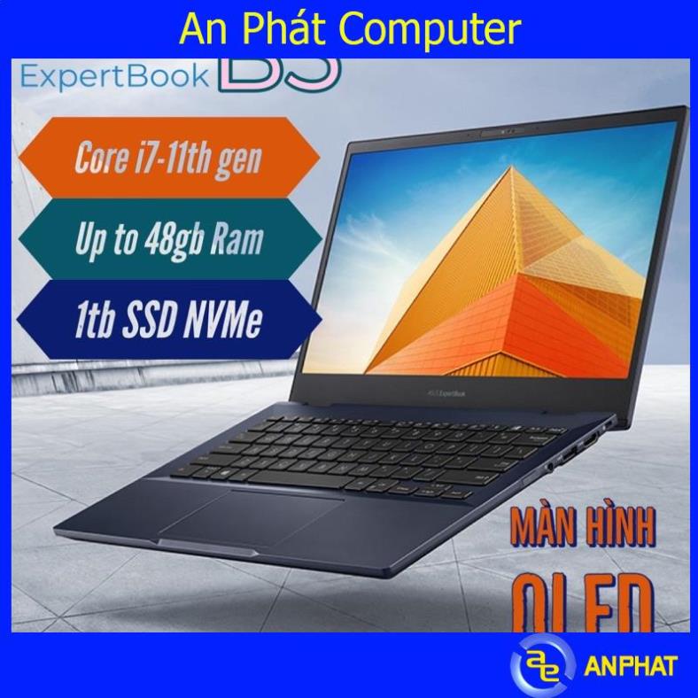 Laptop Asus Expertbook B5 Core i7-1165G7, 24gb ram, 1tb SSD nVMe, 13.3” Full HD OLed, vỏ nhôm cao cấp