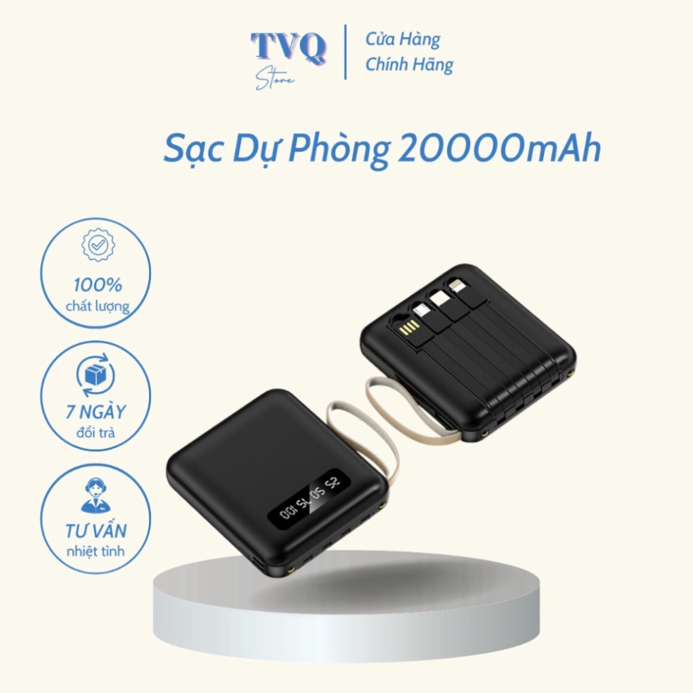 Sạc Dự Phòng 20000mAh Tích Hợp 4 Cổng Sạc Màn Hình Led Tiện Lợi Sử Dụng  