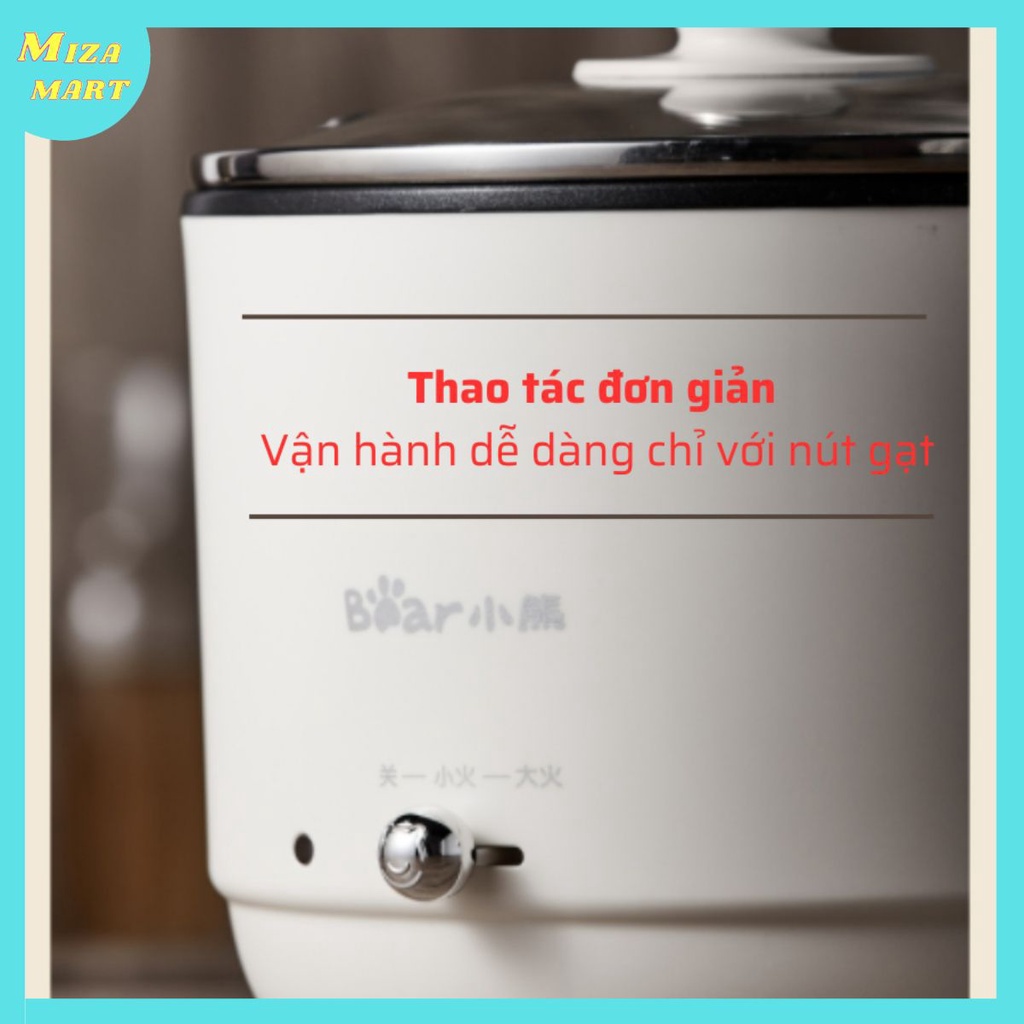 Nồi điện đa năng Bear DRG-C12F7, dung tích 1.2L, chống dính, sử dụng để nấu lẩu, chiên xào, luộc, nấu cháo