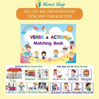 Học Liệu Bóc Dán Tiếng Anh Verb & Action Montessori - [Matching Book]