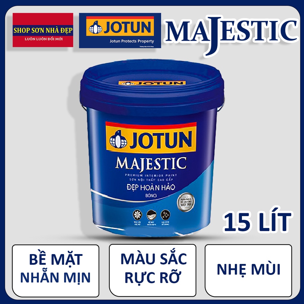 Sơn nội thất - Siêu cao cấp - Jotun Majestic Đẹp Hoàn Hảo - Bề Mặt Bóng - 15L