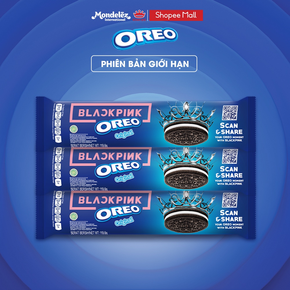 Bánh quy OREO BLACKPINK vị vani, combo 3 thanh x 119.6g