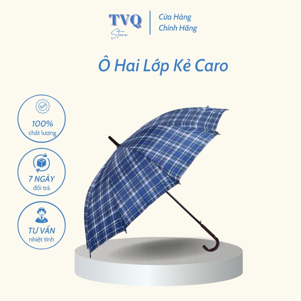 Ô Dù Cầm Tay 2 Lớp Cán Dài Siêu To Che Mưa, Che Nắng Chống Tia UV (TVQ Store)