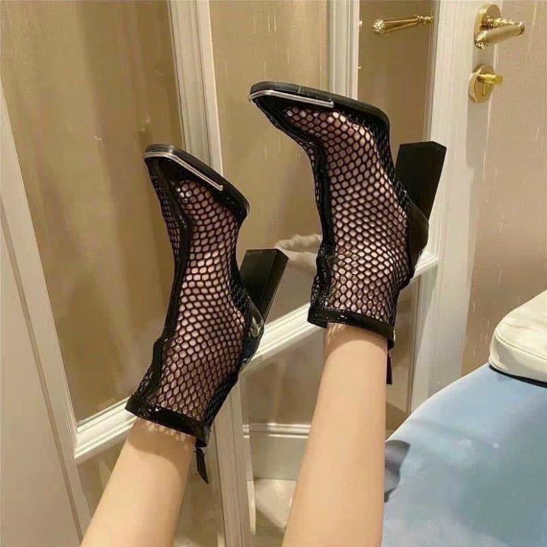 GIÀY BỐT LƯỚI RỌ SIÊU HOT GÓT VUÔNG 7 PHÂN TÔN DÁNG CÁ TÍNH
