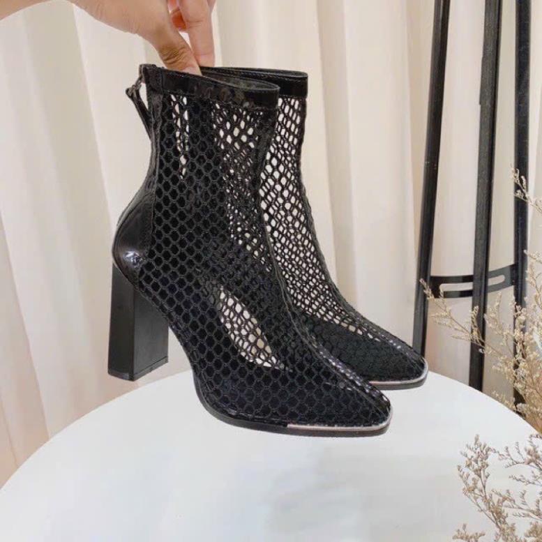 GIÀY BỐT LƯỚI RỌ SIÊU HOT GÓT VUÔNG 7 PHÂN TÔN DÁNG CÁ TÍNH