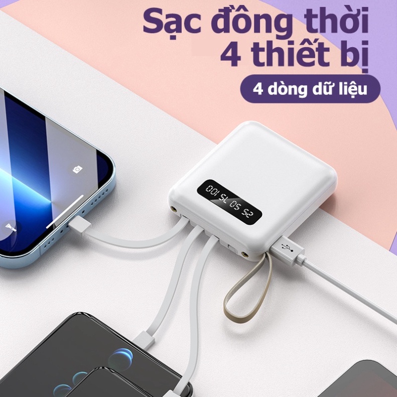 Pin Sạc Dự Phòng 20000mAh Không Dây 4 Đầu Ra Tiện Lợi