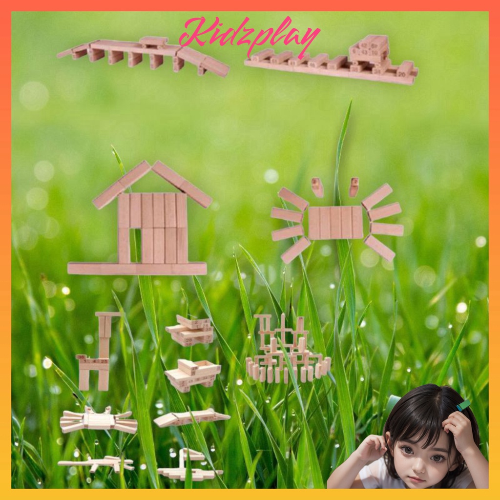 Đồ chơi cho bé trai ghép hình gỗ, xếp hình cho bé, trí tuệ, đồ chơi 1k 1 thanh Kidzplay