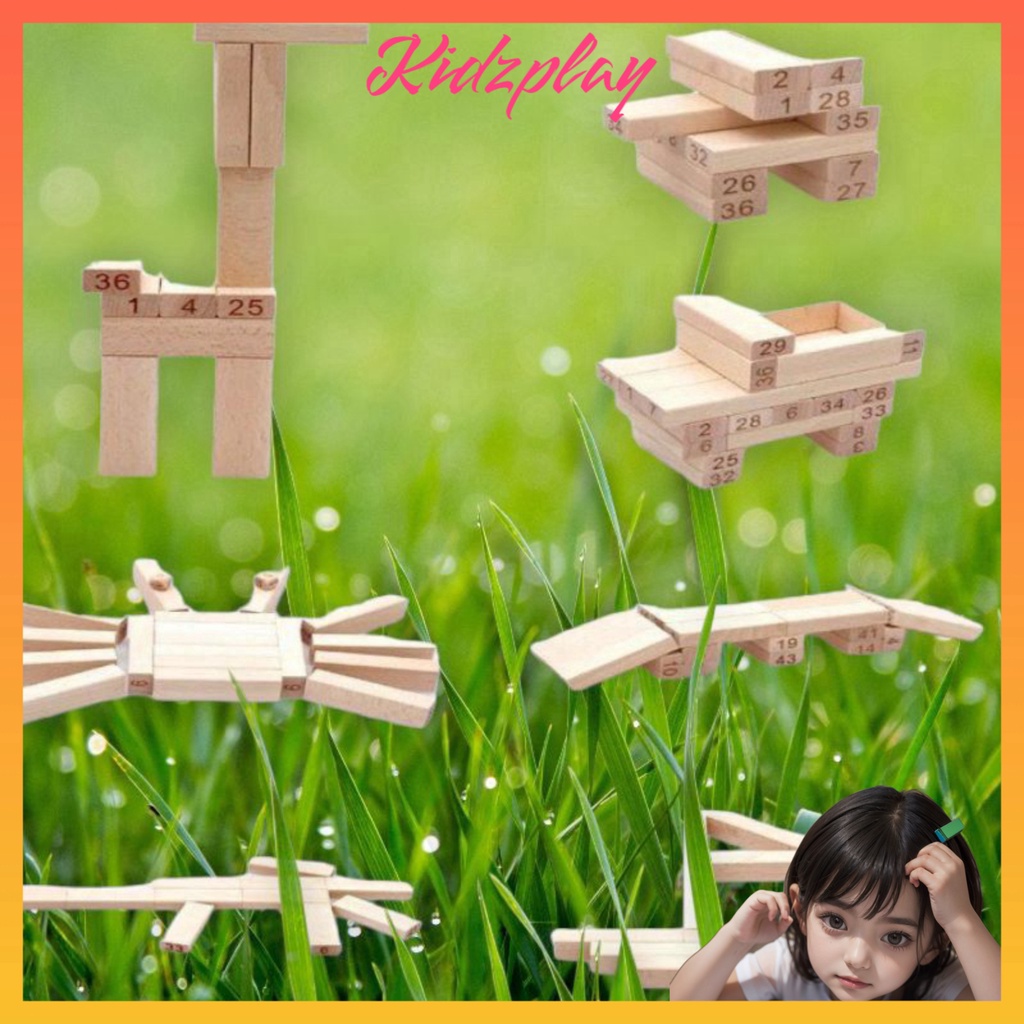 Đồ chơi cho bé trai ghép hình gỗ, xếp hình cho bé, trí tuệ, đồ chơi 1k 1 thanh Kidzplay