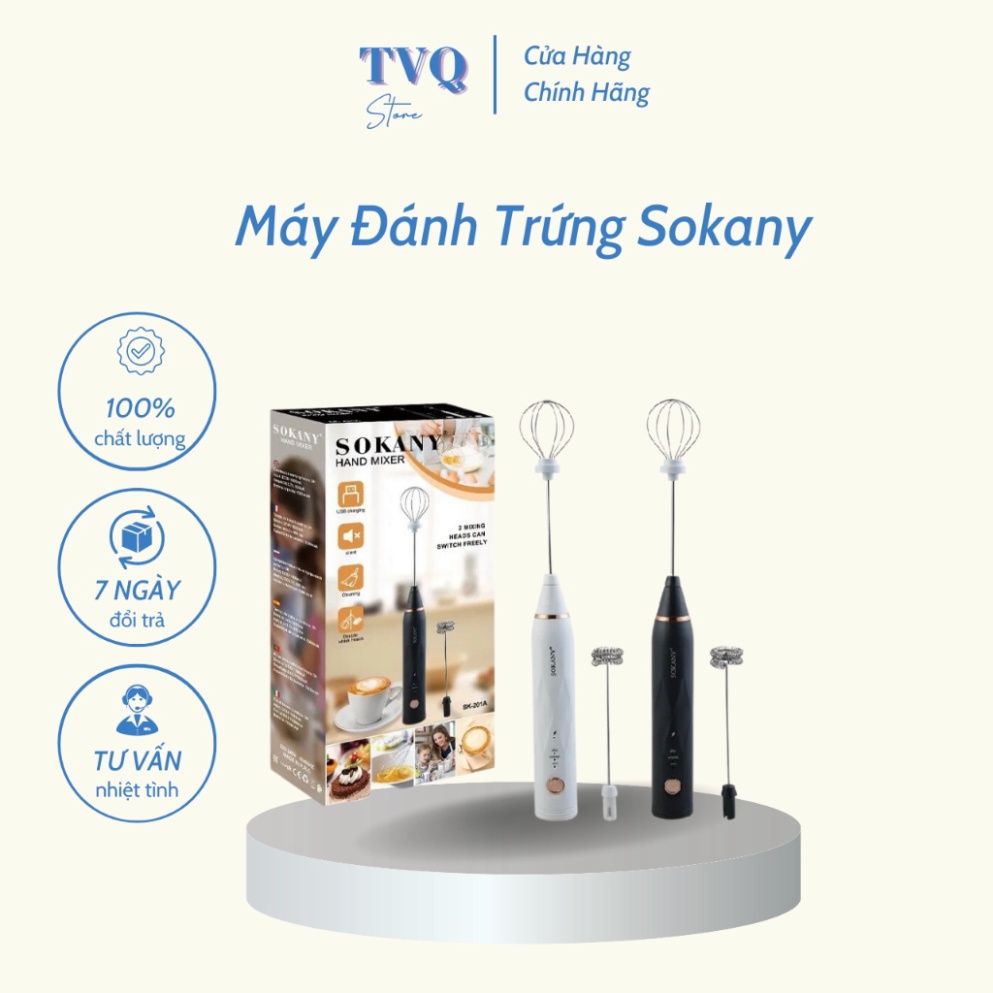 Máy Đánh Trứng Sokany Cầm Tay Không Dây Cao Cấp 3 Tốc Độ Hàng Chính Hãng (TVQ Store)