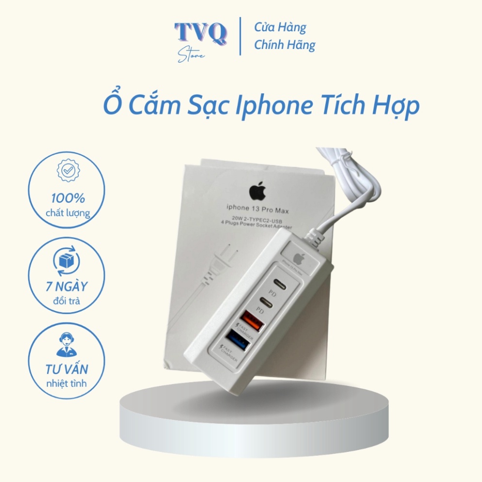 Ổ Cắm Sạc Điện Thoại Iphone Tích Hợp Sẵn Hai Cổng Sạc PD Tiện Lợi (TVQ Store)