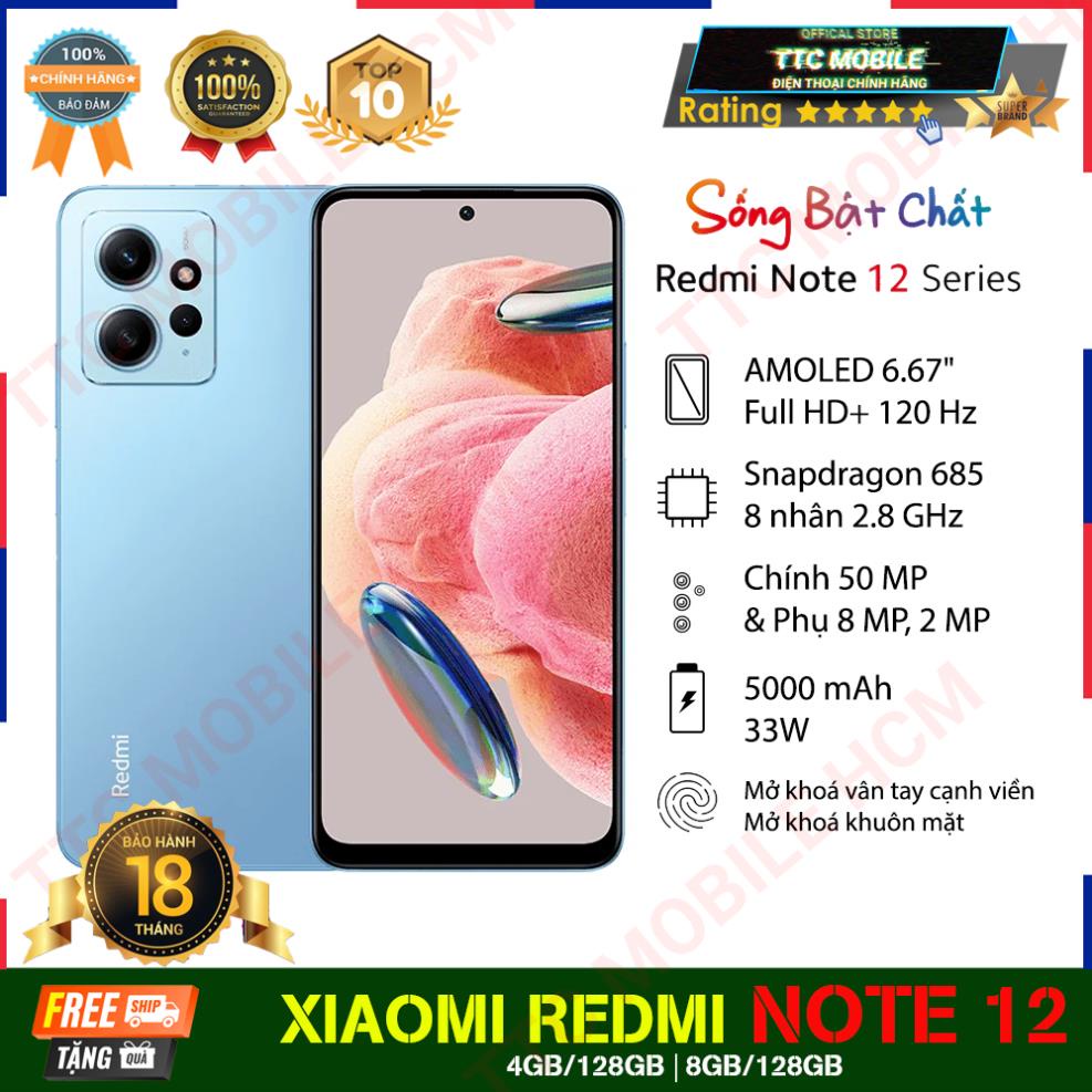 Điện thoại Xiaomi Redmi Note 12  - Hàng Chính Hãng - 3 Camera Siêu Đẹp - Sạc Nhanh 33W | 5000 mAh