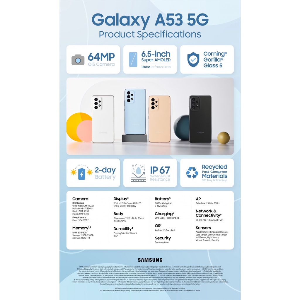 Điện thoại Samsung Galaxy A53 5G  - Hàng Chính Hãng SM-A536EZOGXXV - Không Hỗ Trợ Đồng Kiểm