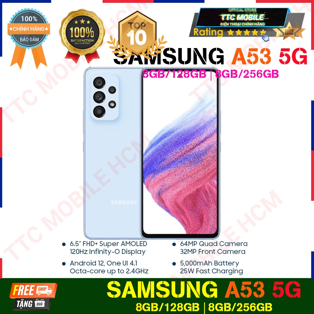 Điện thoại Samsung Galaxy A53 5G  - Hàng Chính Hãng SM-A536EZOGXXV - Không Hỗ Trợ Đồng Kiểm