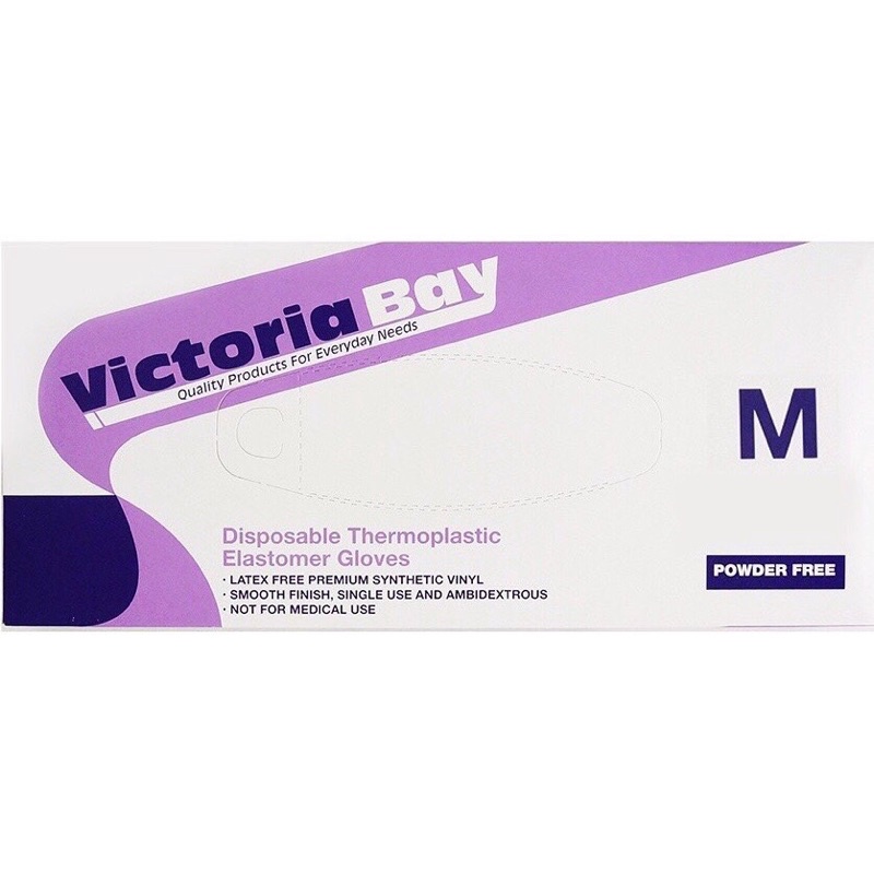 Hộp 100 Găng tay cao su VictoriaBay nấu ăn, làm bếp vệ sinh siêu dai chất liệu TPE không mùi