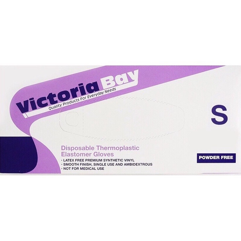 Hộp 100 Găng tay cao su VictoriaBay nấu ăn, làm bếp vệ sinh siêu dai chất liệu TPE không mùi