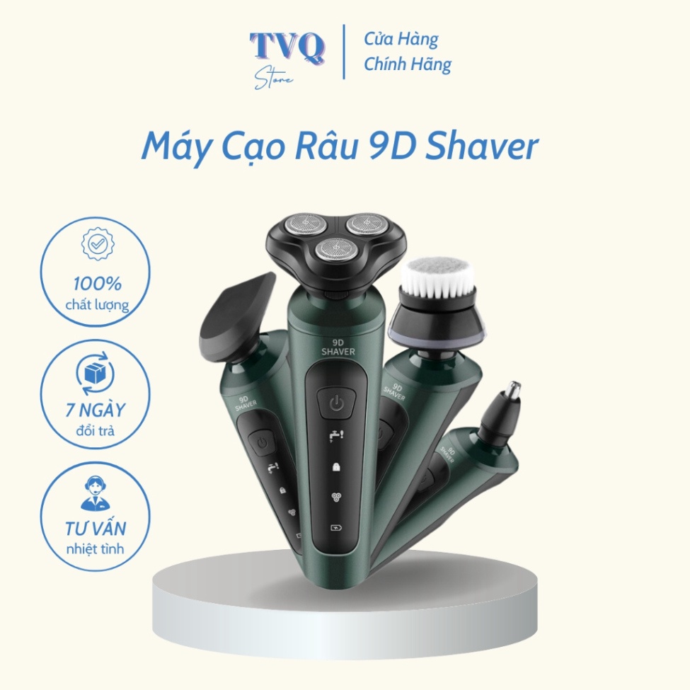 Máy Cạo Râu 9D Shaver Cao Cấp 4 Trong 1 Chống Nước Chuẩn IPX7 TVQ store