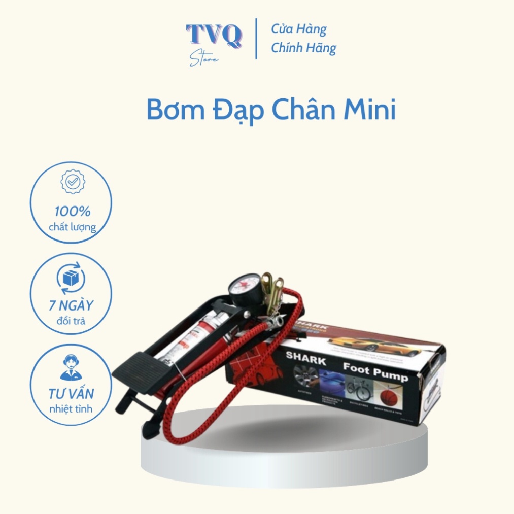 Bơm Đạp Chân Mini 1 Piston TVQ.store Đa Năng Xe Đạp, Xe Máy, Ô Tô, Bơm Phao,Bóng Tiện Lợi