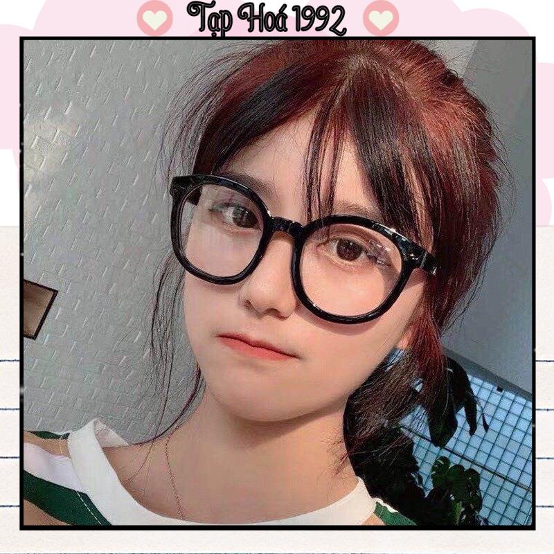 Kính mắt mèo thời trang nam nữ, kính không độ gọng tròn to