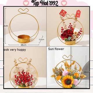 Giỏ cắm hoa tết hình tròn - giỏ sắt cắm hoa tươi, hoa lụa , hoa sáp size 30 cm có sỉ