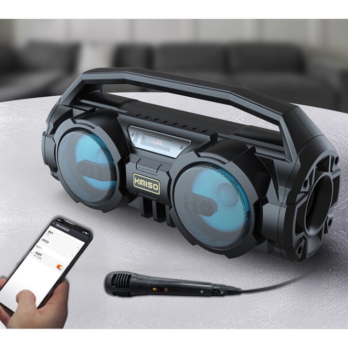 Loa Karaoke Bluetooth Xách Tay Kimiso KM - S1 - Loa Xách Tay Di Động Có Đèn Led Kèm Mic Và Dây