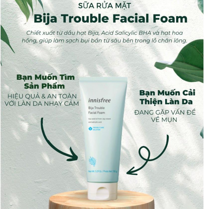 Sữa Rửa Mặt dành cho da mụn Innisfree Bija Trouble Facial Foam 150ml