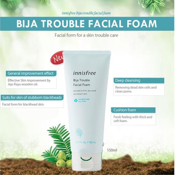 Sữa Rửa Mặt dành cho da mụn Innisfree Bija Trouble Facial Foam 150ml