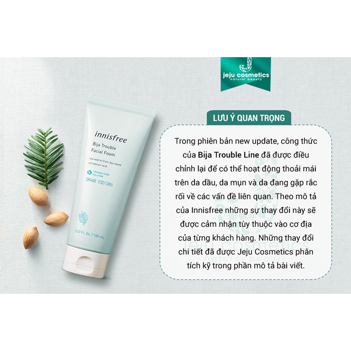 Sữa Rửa Mặt dành cho da mụn Innisfree Bija Trouble Facial Foam 150ml