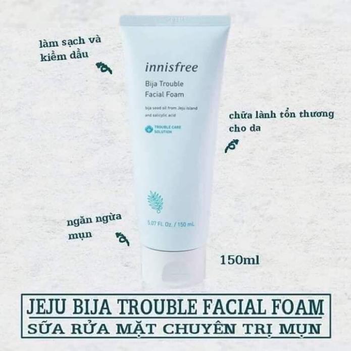 Sữa Rửa Mặt dành cho da mụn Innisfree Bija Trouble Facial Foam 150ml