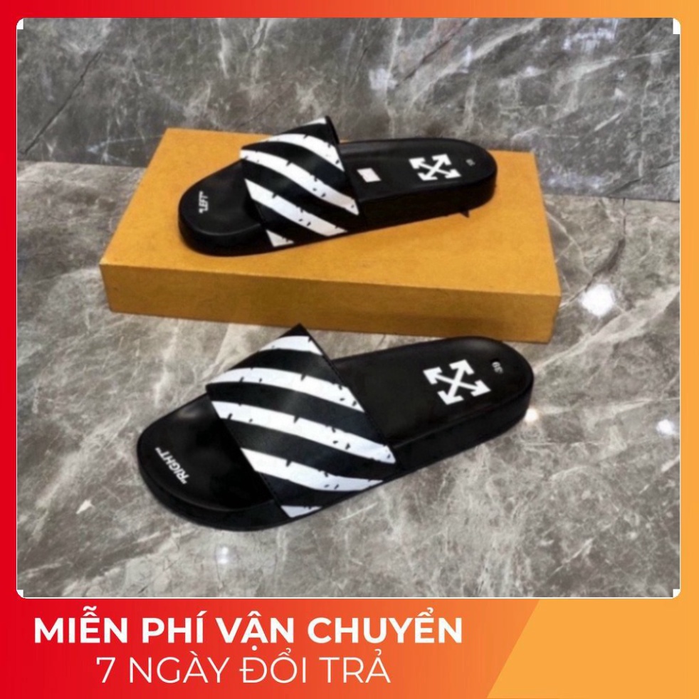 Dép Nam Nữ QUai NGang OFF White hottrend màu đen hình tia sét tráng bản siêu nét,Full size 38/42 Moiii rẻ nhất shop dép