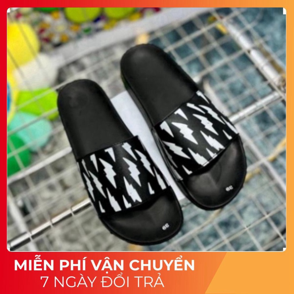 Dép Nam Nữ QUai NGang OFF White hottrend màu đen hình tia sét tráng bản siêu nét,Full size 38/42 Moiii rẻ nhất shop dép