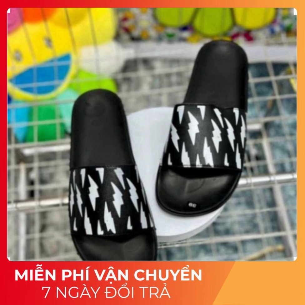 Dép Nam Nữ QUai NGang OFF White hottrend màu đen hình tia sét tráng bản siêu nét,Full size 38/42 Moiii rẻ nhất shop dép