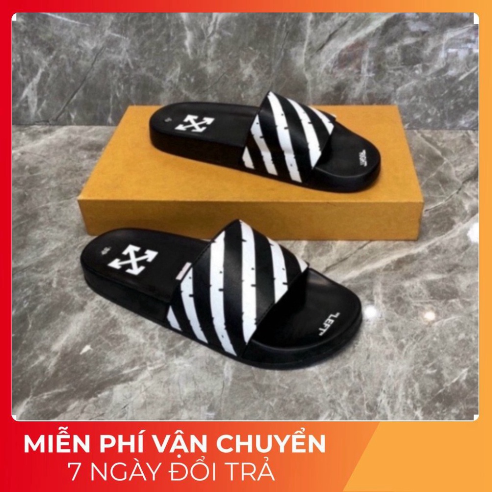 Dép Nam Nữ QUai NGang OFF White hottrend màu đen hình tia sét tráng bản siêu nét,Full size 38/42 Moiii rẻ nhất shop dép