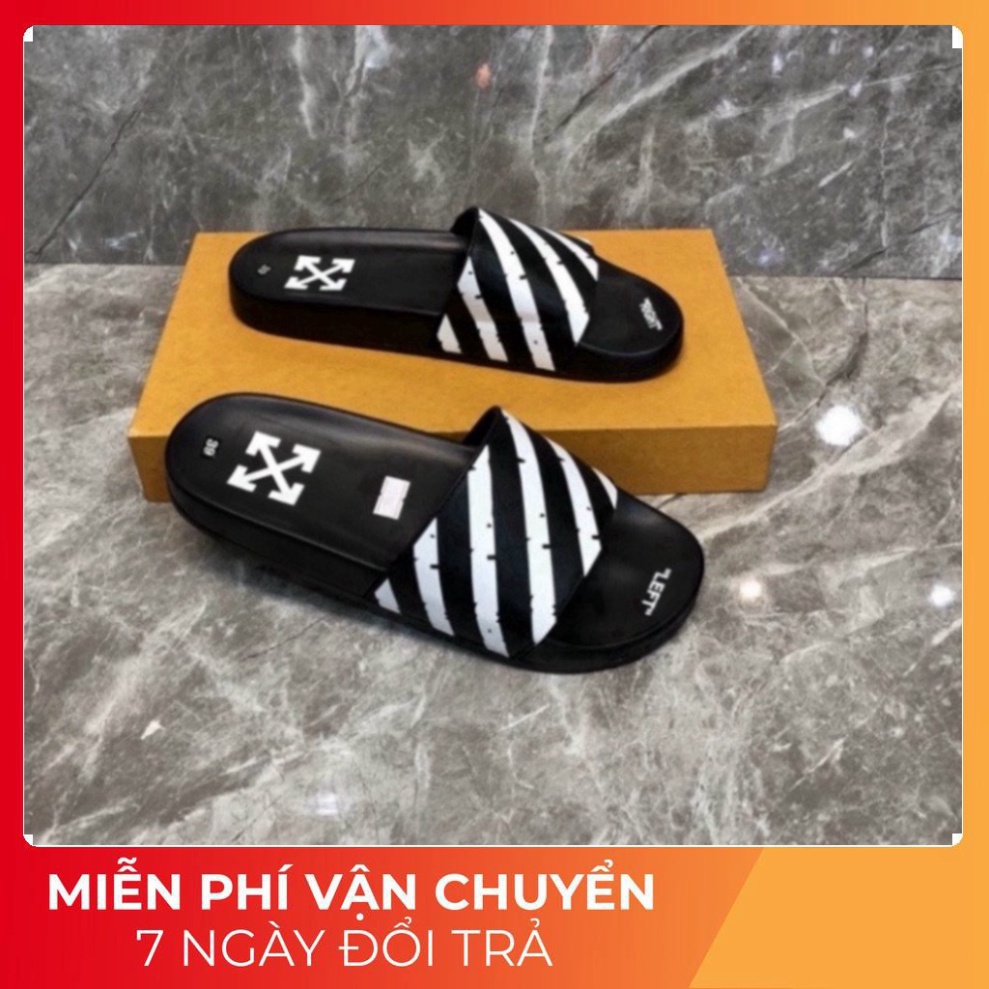 Dép Nam Nữ QUai NGang OFF White hottrend màu đen hình tia sét tráng bản siêu nét,Full size 38/42 Moiii rẻ nhất shop dép