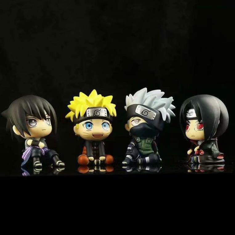 Mô hình Naruto chibi - Figure nhân vật 4 thầy trò Kakashi-Naruto-Sasuke-Sakura - Nhựa PVC cao 8cm