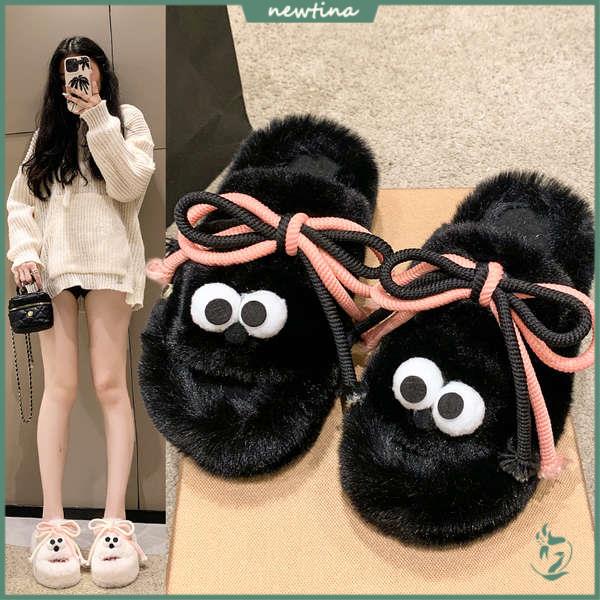 Dép Lông Bông Hình Đôi Mắt To Ấm Áp Thời Trang Thu Đông Cho Bé