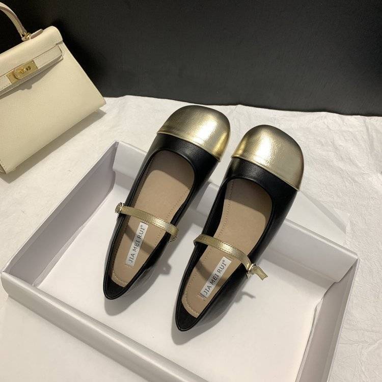 2023 Giày Thường Ngày Thoáng Khí Màu Trơn Mới Dành Cho Nữ Mary Jane Giày đế Bằng Mũi Vuông Miệng Nông Dành Cho Nữ