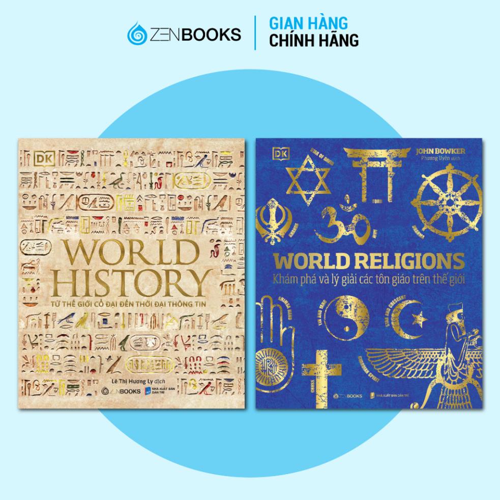 Sách - Combo 2 cuốn sách bìa cứng Lịch Sử Thế Giới + Tôn Giáo Thế Giới - ZenBooks