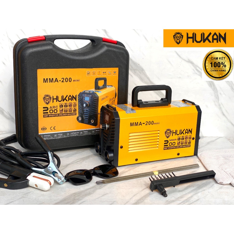 Máy hàn điện tử Hukan mma 200 mini tặng kèm phụ kiện que hàn valy siêu tiện lơi ...
