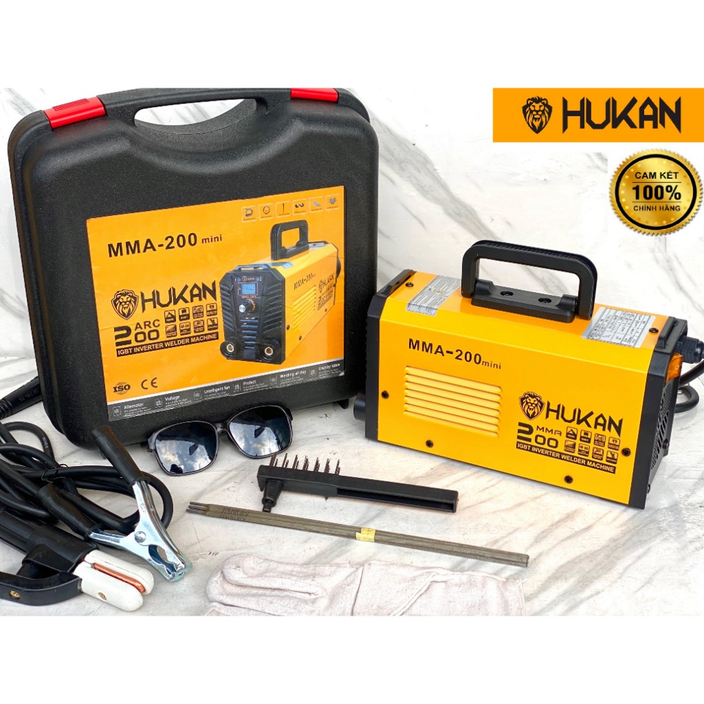Máy hàn điện tử Hukan mma 200 mini tặng kèm phụ kiện que hàn valy siêu tiện lơi ...