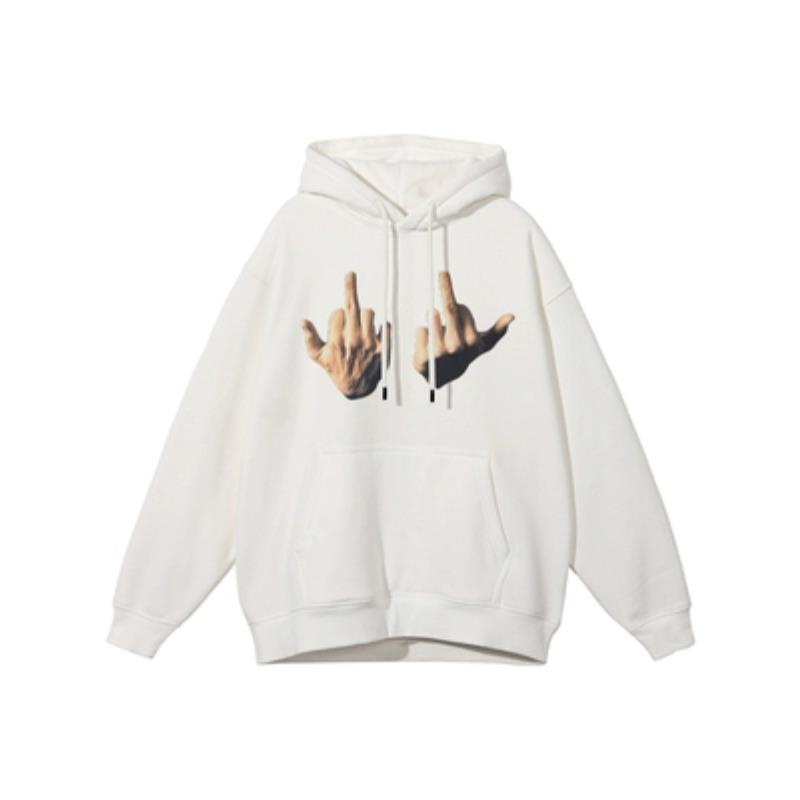 Áo Hoodie cotton In Hình Bàn Tay Giữa Thời Trang Đường Phố Mỹ Cho Cặp Đôi