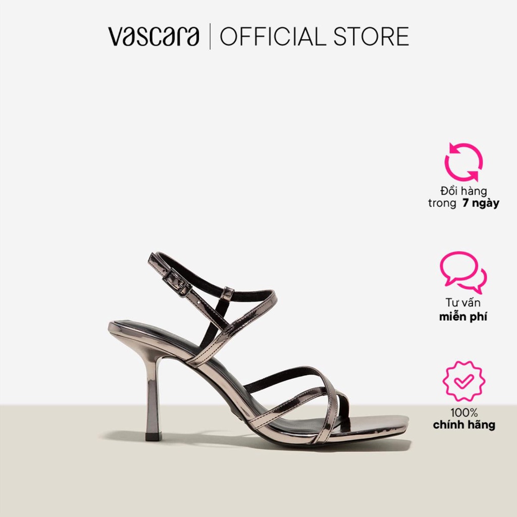 Vasscara Giày Sandal Quai Mảnh Nhấn Gót Hiệu Ứng Metallic - SDN 0754
